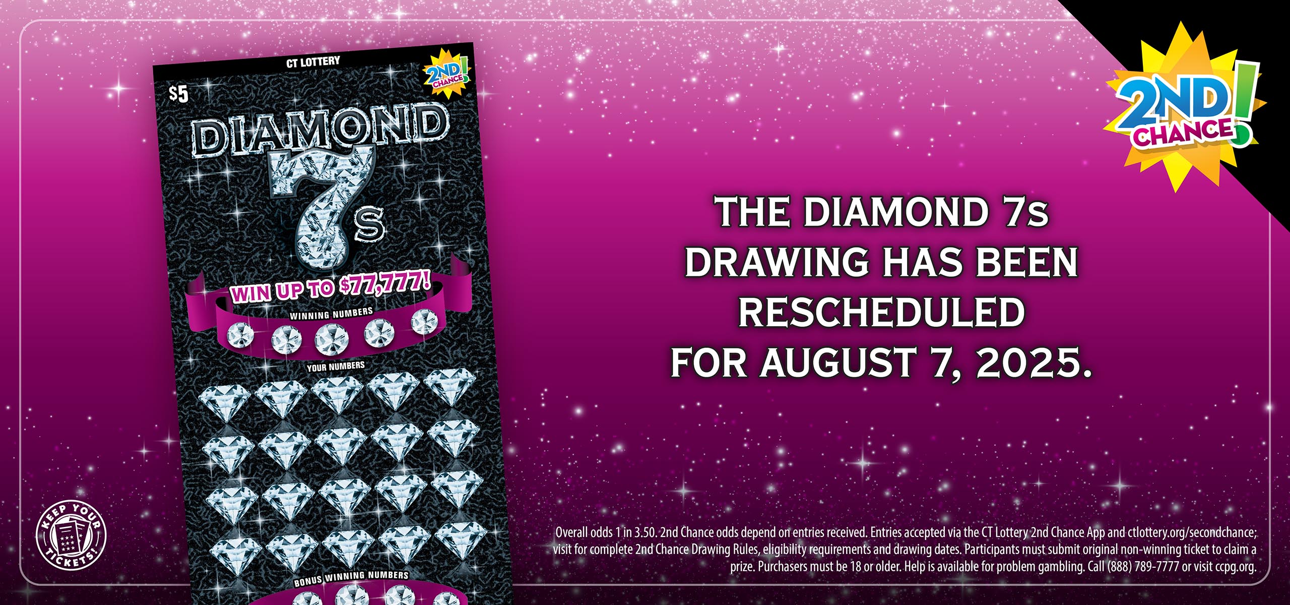 Diamond 7s Drawing has been rescheduled.